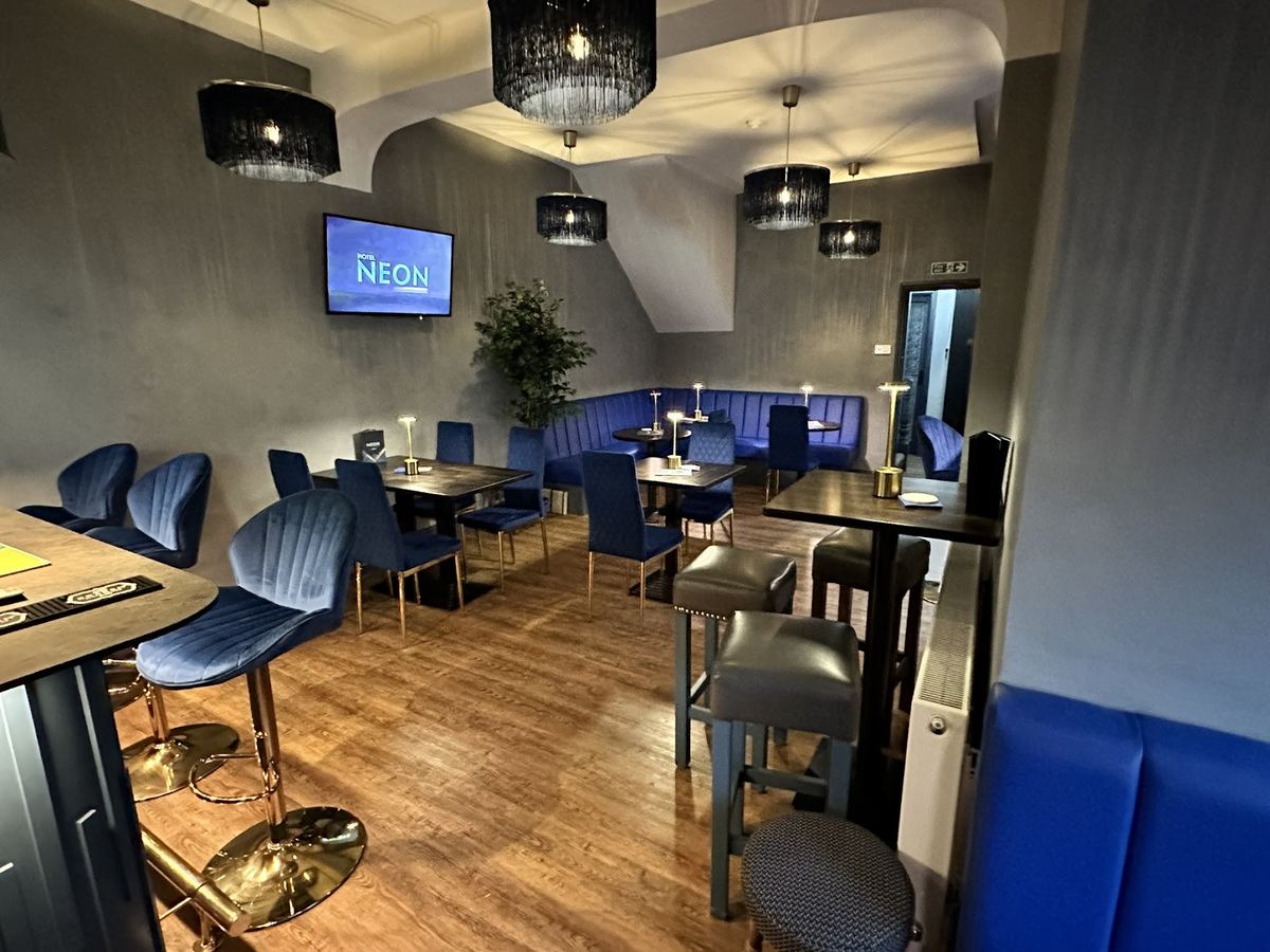 The bar at Hotel Neon, Blackpool